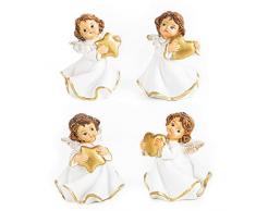 Logbuch-Verlag 4 personaggi angeli oro bianco con cuore e stella – Natale angelo custode regalo Give-Away 7 cm decorazione