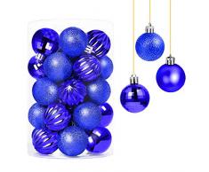 Decorazioni Natalizie 34 Pezzi Palle di Natale, Tradizionale Blu Infrangibile Palle per Albero di Natale per la Decorazione DellAlbero di Natale (34 / Confezione,40mm,Blu)