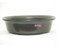 CERTRE Vaso Bonsai Rotondo in gres smaltato 8049 -Diametro cm.15x6 h. - Colore Tortora