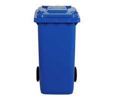 BIDONE PER RACCOLTA DIFFERENZIATA 120 LT BLU CONTENITORE RIFIUTI CON RUOTE