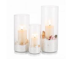 Porta Candele Vetro Tavolo Decorative: 3 Pz Cilindro Moderno Vasetti Per Candele Lunghe Colonna Galleggianti Tea Light Votive Vaso Interno Shabby Chic Per Natalizie Matrimonio Centrotavola (M+L+XL)