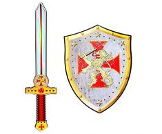 Widmann 97305 - Spada incrociata e scudo in morbida schiuma, per bambini, cavaliere, spada da gioco, arma, festa a tema, carnevale