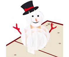 Biglietti Natale 3d, Vintage Biglietti Natalizi con Busta Biglietti Auguri Natale, Biglietto Natale Pop up Pupazzo di Neve per Amici di Famiglia