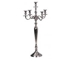 Portacandela 5 braccia Candelabro in metallo esterno argentato Altezza 80 cm