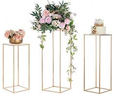 Vasi doro per il matrimonio con piastra acrilica Set di 3 vasi geometrici supporto per fiori in ferro da terra vaso colonna stand alto metallo display rack scaffale palcoscenico per matrimonio