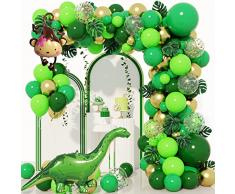 Palloncini Verdi Bianchi Oro Metallico, Kit Palloncini Verde Salvia in Lattice, Palloncini Safari per Dinosauro Decorazioni Compleanno, Wild One Giungla Addobbi Compleanno, Feste Tropicali