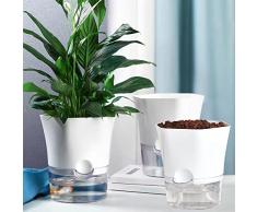 LORESJOY 15cm Vasi per Piante Autoirriganti Set di 3, Vasi per Piante da interno e Esterno, Vaso per Piante con Serbatoio DAcqua, Fioriere in Plastica per Ufficio Casa Balcony Giardino Decorativi