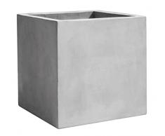 Teramico Vaso per piante Cubo per interni ed esterni, quadrato, in cemento, 40 cm, in ceramica massiccia, resistente al gelo