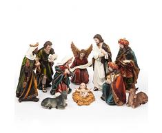 KI Store grandi Natività Classica Presepe Statuine in Resina, set of 11 figure per presepe di natale in resina, dipinto a mano