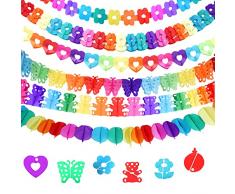 LEIMEND 6pcs Ghirlanda di Carta Colorato Decorazioni per Festa di Fine Scuola 3m Ghirlande Ddi Carta Festa Hawaiana Decorazioni per Festa di Compleanno Laurea Matrimonio Battesimo Carnevale Natale