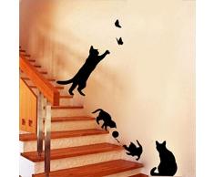Wall Sticker, DDLBiz® Adesivi Murales, Gatti Farfalla Wall Stickers decalcomanie di arte murale Carta da parati decorazione casa fai da te
