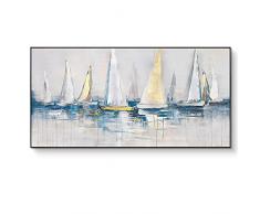 Pittura A Olio su Tela Realizzata A Mano-Ocean Wooden Sailboat Barca A Vela Scenery-Grande Art Abstract Art Decor Tavolozza Tessuto Pittura Ad Olio Strutturata su Tela Pittura A Olio,60X120Cm Sen