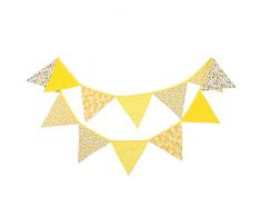 Festone con bandierine triangolari in tessuto, colorate, 3,05 metri, a due facce, stile vintage e shabby chic, per feste di compleanno, cerimonie, cucina, camera da letto Yellow