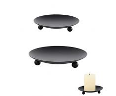 Porta Candele, Candelabro, Vassoi per Candele, Piatto di Candele, Piatto Portacandele Portacandele a Colonna Retrò Nero, per Coni di Incenso, Spa, Preghiera, Casa, Feste, Matrimoni, 2 Pacchi