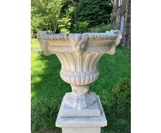 Casa Padrino vaso di fiori decorativo da giardino barocco bianco 73 x 67 x A. 70 cm - Vaso per piante in stile barocco - Decorazione da giardino barocco - Accessori decorazione barocco