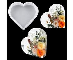 FineInno Stampi Resina in Forma di Cuore, Stampi Silicone per Colata, Stampi in Resina Epossidica per Creazione Gioielli/Candela/Sapone, Esemplare di Fiori/Insetti