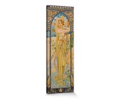 1art1 Alphonse Mucha - Orari del Giorno, Il Giorno, 1899 Stampa su Tela (90 x 30cm)