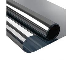 Zindoo Pellicola Oscurante per Vetri Finestre a Specchio Riflettente Monodirezionale 99% Anti-UV Controllo del Calore, Adatto per Ufficio Casa, Nero 44.5*200cm