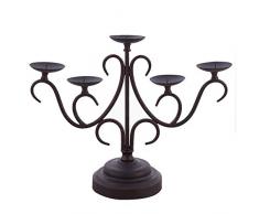 Set 4 Portacandele Conici In Ferro Battuto Nero - Candeliere Con Manico Per Candele Ø2,2cm - Decorazione Rustica Per Tavolo, Soggiorno, Matrimonio, Cene Romantiche