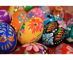 Set di uova di Pasqua in legno – dipinto a mano – decorazione – 60 x 45 mm – dimensioni dell’uovo di gallina – ideale per Pasqua (10)