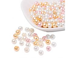 PH PandaHall - Misto di Perle di Vetro Perlato Rosa madreperlato, Colore Misto 6mm