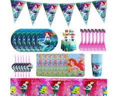 Ksopsdey 63 PCS Set Stoviglie Principessa Festa,Addobbi Party Set Compleanno Bimba,Principessa Forniture Feste,Birthday Party Set Decorazione,Kit Festa Tema Principessa Party Stoviglie