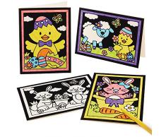 Baker Ross FX553 Cartoline di Pasqua da colorare in velluto - Confezione da 10, creazione di biglietti di Pasqua per bambini