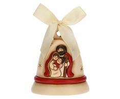THUN - Addobbo per Albero di Natale Campanella Sacra Famiglia - Decorazioni Natale Casa - Ceramica - 10,7 x 10,7 x 12 h cm
