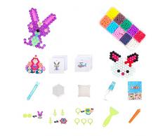 Perline da Stirare Kit,Perline da Stiro,Accessori Artigianali Fai Set,Kit Perline a Fusione Pegboard,Perler Perline Gioco Natalizio Fai da Te per Bambini,10 Colori,per il Tempo Libero Creativo,1 Set