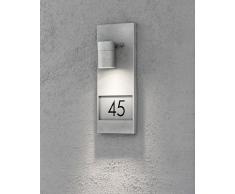 Konstsmide 7655-320 Modena - Targhetta Numero civico con Lampada, 16 x 11 x 41 cm (Larghezza x profonditÃ x Altezza), 1 Lampadina da 35 W, IP44, Superficie zincata/galvanizzata