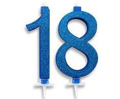 Candeline Maxi 18 Anni per Torta Festa Compleanno 18 Anni | Decorazioni Diciottesimo Cake Candele Auguri Anniversario Torta 18° | Altezza 13 CM (Blu)