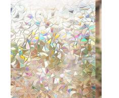 rabbitgoo Pellicola Privacy Pellicola per Finestre Vetri 3D Geometria Decorativa Autoadesive Anti-UV Controllo di Calore 44.5x200cm per Casa Cucina Ufficio