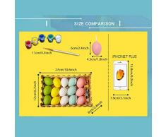 FOONEE 15pcs Plastica Uova di Pasqua Pittura Fai da Te Giocattoli per Bambini, Uova Colorate Ornamenti Appesi Decorazione del Partito di Pasqua
