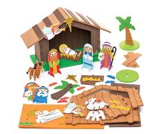 Kit in Gommapiuma Ar779 Presepe con Stalla Baker Ross (Confezione da 2)- Creativi Articoli Natalizi e Artigianali per Bambini da Realizzare e Decorare, Multicolore