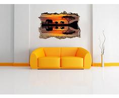 Africa Elefante in sole nero / bianco muro passo avanti nel look 3D, parete o in formato adesivo porta: 62x42cm, autoadesivi della parete, autoadesivo della parete, decorazione della parete