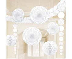 amscan Damask - Kit di Decorazioni per Festa, Colore: Bianco