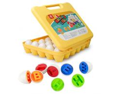 Coogam Lettere Uova corrispondenti 26 PZ ABC Alfabeto Riconoscimento dei Colori Sorter Puzzle Gioco di Viaggio di Pasqua Maiuscolo Educativo Abilità motoria Montessori Regalo per Il Bambino
