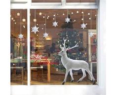 Kfnire Natale Adesivi Porta Natale Vetrofanie Addobbi Rimovibile Adesivi Statico Fai da Te Finestra Sticker Decorazione Vetrina Wallpaper Adesivi