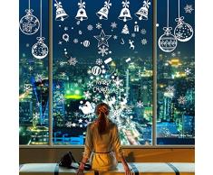 LessMo 398PCS Adesivi per Finestre Natalizie, Adesivi per Vetrine con Fiocchi di Neve Natalizi, Adesivi Statici in PVC per Finestre di Natale Riutilizzabili Ornamento Forniture per Feste Fai