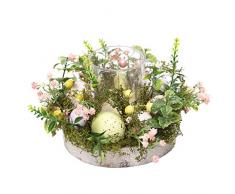 15,5 cm Pasqua creativo pianta portacandele rotondo in vetro con uova fiore candela anelli per tavolo casa centrotavola decorazione