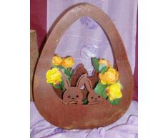 Cestino Pasqua / Cesto Conigli in Patina da Piantare