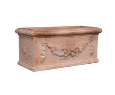 Biscottini Vaso fioriera da esterno 101x45x45 cm | Vaso rettangolare da esterno Made in Italy | Vasi terracotta grandi da esterno
