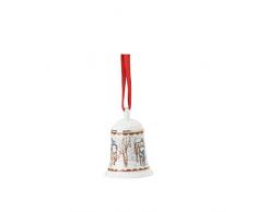 Hutschenreuther - Campana natalizia,collezione 2021, dimensioni: 7 cm, in porcellana, multicolore, Natale
