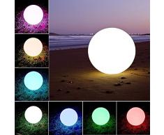KEEDA Luci a LED Esterno, Lampada LED Sfera, Luce Piscina Luci Galleggiante,Luce Lampada di Illuminazione, Lampada di Notte Dimmerabile, Lampada LED Colori, Luce Lampade con Telecomando, Luce Cambia Colore, 16 Modalità di Illuminazione (20cm/7.87")