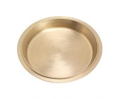 NKlaus Piatto con bordo perlato Ø11cm in ottone massiccio dorato opaco Portacandele Piattino Piatto Deco 10494