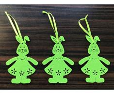 3 X 10 x 7 cm Lepre Coniglio Deko Primavera Primavera Hase regali pasquali Pasqua Maestro lampada coniglietto Easter Bunny Coniglio decorativo feltro, verde