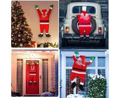 COTTNY 3.5/5.5 Ft di Grandi Dimensionii Decorazione Natalizia da Appendere a Babbo Natale, Decorazione Natalizia da Appendere per Interni ed Esterni, per Porte di casa, finestre, Scale, tetti