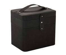 GuanjunLI - Valigetta portatile da viaggio per trucchi da donna, contenitore per cosmetici, portagioie, organizer per cosmetici, scatola per trucchi Nero