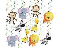 Weinsamkeit 30 PCS Animali Spirali Decorazioni Pendenti Hanging Swirl per Baby Shower, Animali Giungla Feste a Tema Decorazioni per Feste, Bambini Regalo Festa di Compleanno Decorazione