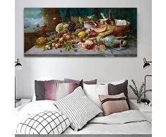 GEGEBIANHAOKAN Poster su Tela Poster Natura Morta Olandese Pittura Murale Acquerello Dipinto Grande Frutta Illustrazione Botanica Stampe 40x80 Cm Senza Cornice